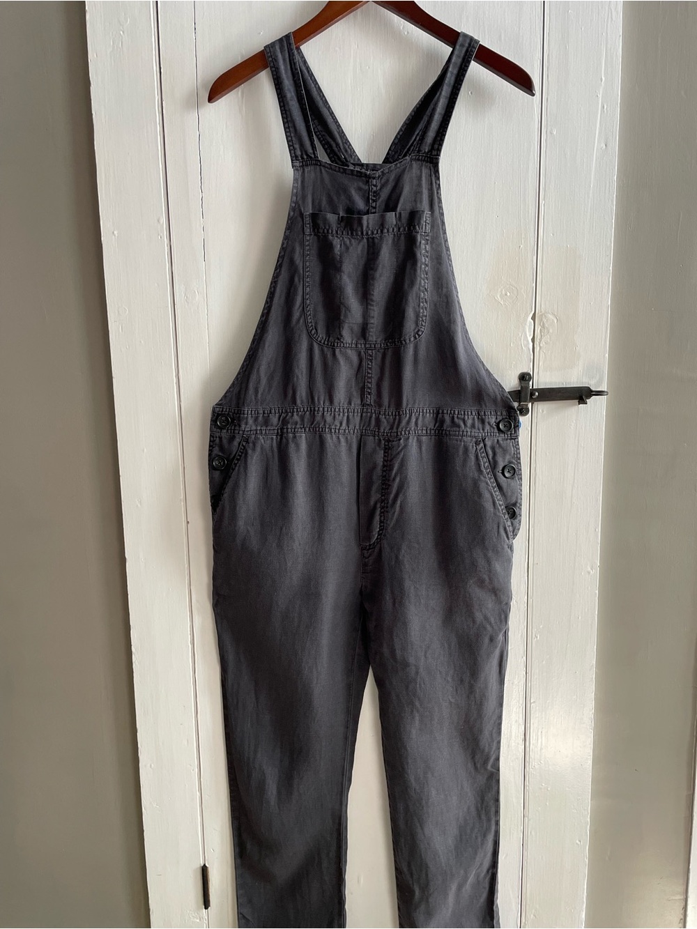 James Perse Women's Gray Linen Cotton Overall Jumpsuit Square Neck Size Small